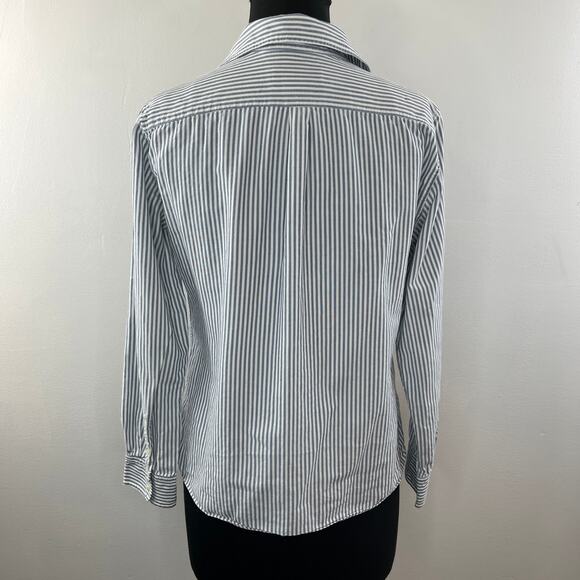 Weekend Max Mara Blue White Shirt Striped Collared Long Sleeve Formal Button-Up - Picture 5 of 6